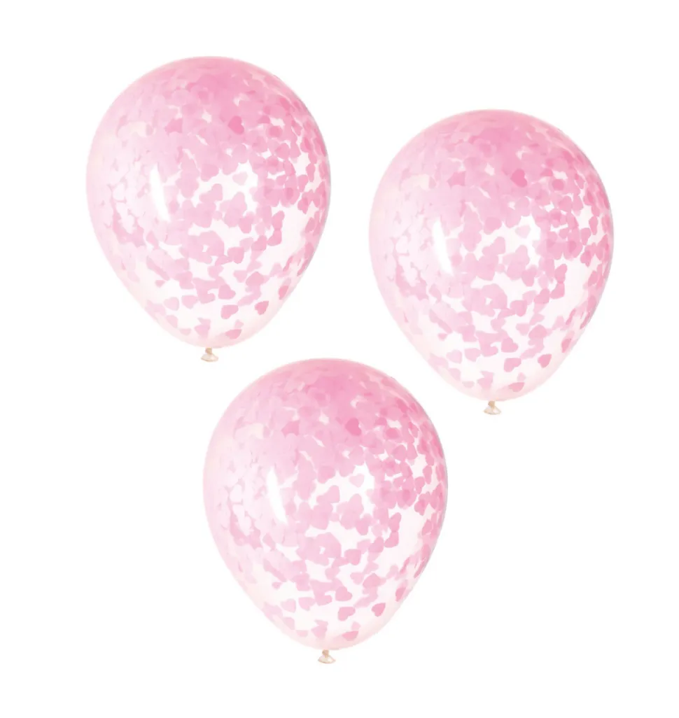 Confetti Ballonnen Roze Hart 40cm 5st