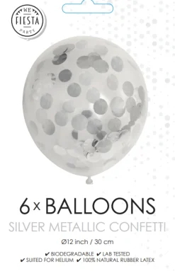 Confetti Ballonnen Zilver 30cm 6st