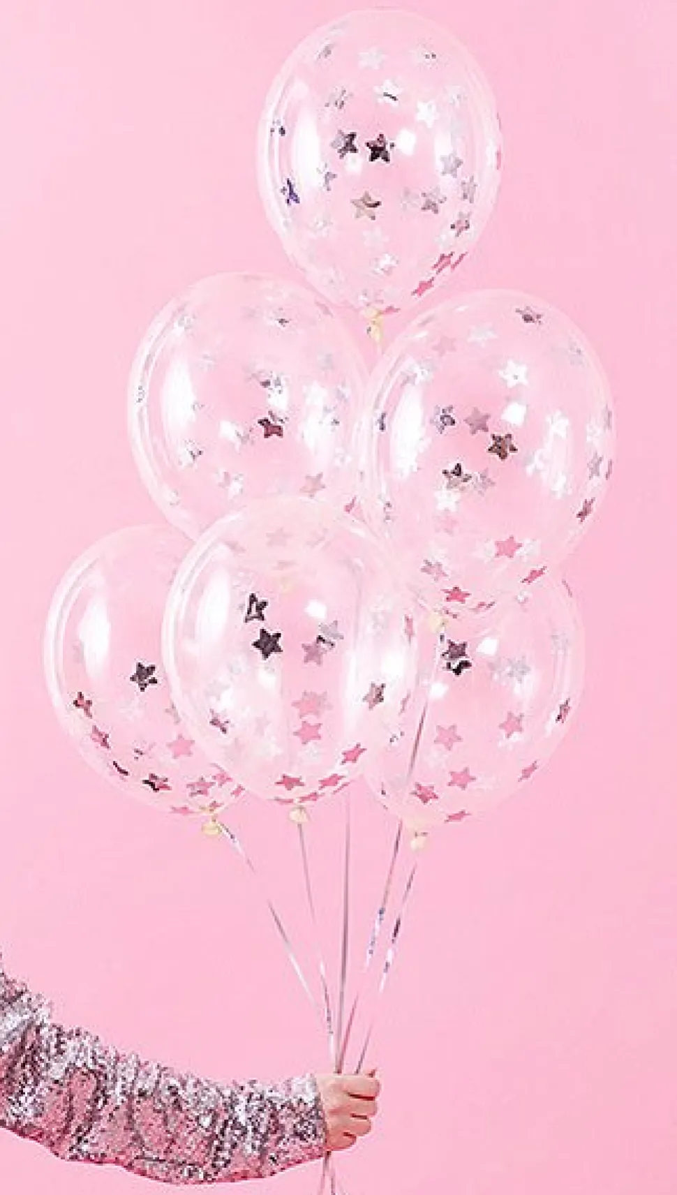 Confetti Ballonnen Zilveren Sterren 30cm 6st