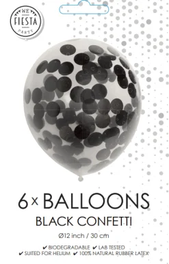 Confetti Ballonnen Zwart 30cm 6st