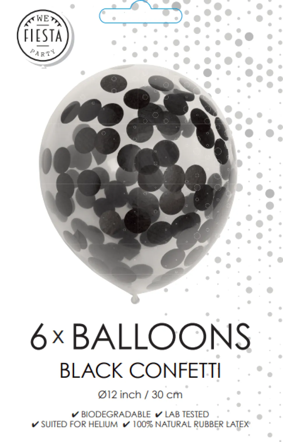Confetti Ballonnen Zwart 30cm 6st