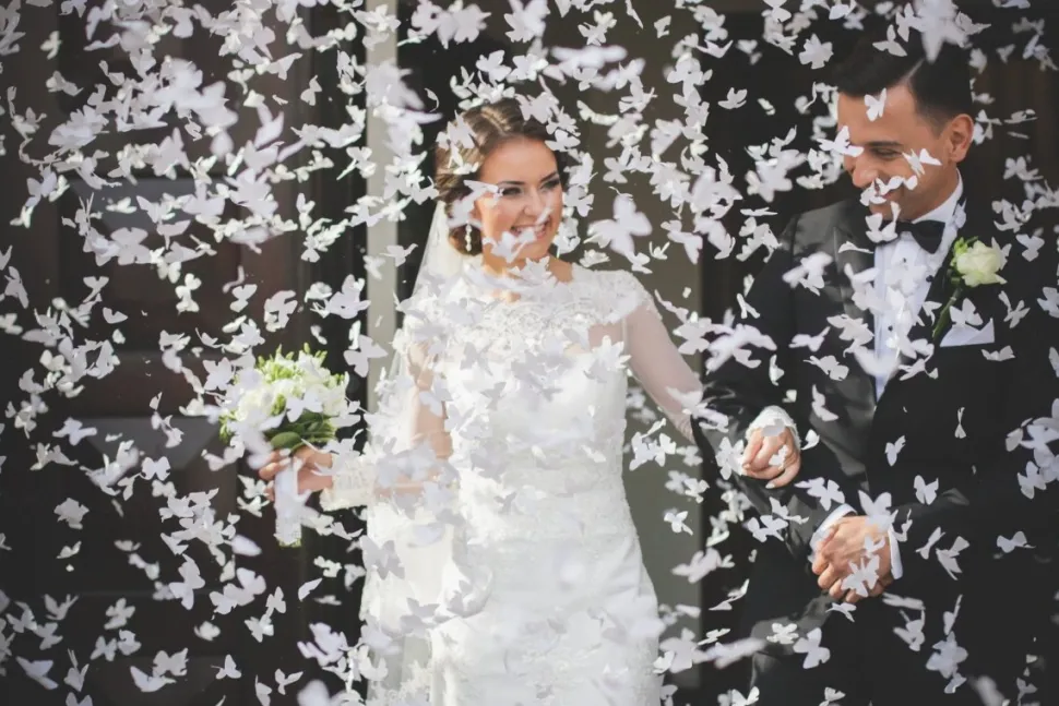 Confetti Kanon Vlinders Wit 60cm