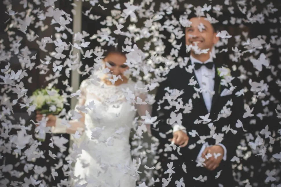 Confetti Kanon Vlinders Wit 60cm