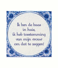 Delfts Blauw Tegel Baas In Huis 14,5cm