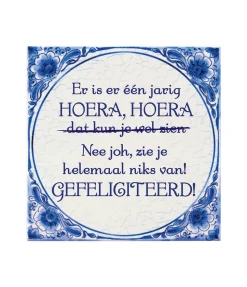Delftsblauw Tegel Er Is Er Één Jarig 15cm