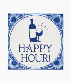 Delftsblauw Tegel Happy Hour 15cm