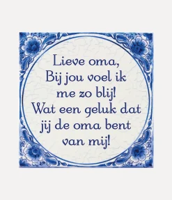 Delfts Blauw Tegel Lieve Oma 14,5cm