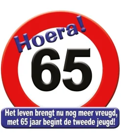 Deurbord 65 Jaar Verkeersbord 50cm