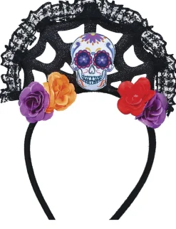 Dia De Los Muertos Haarband Bloemen En Doodshoofd