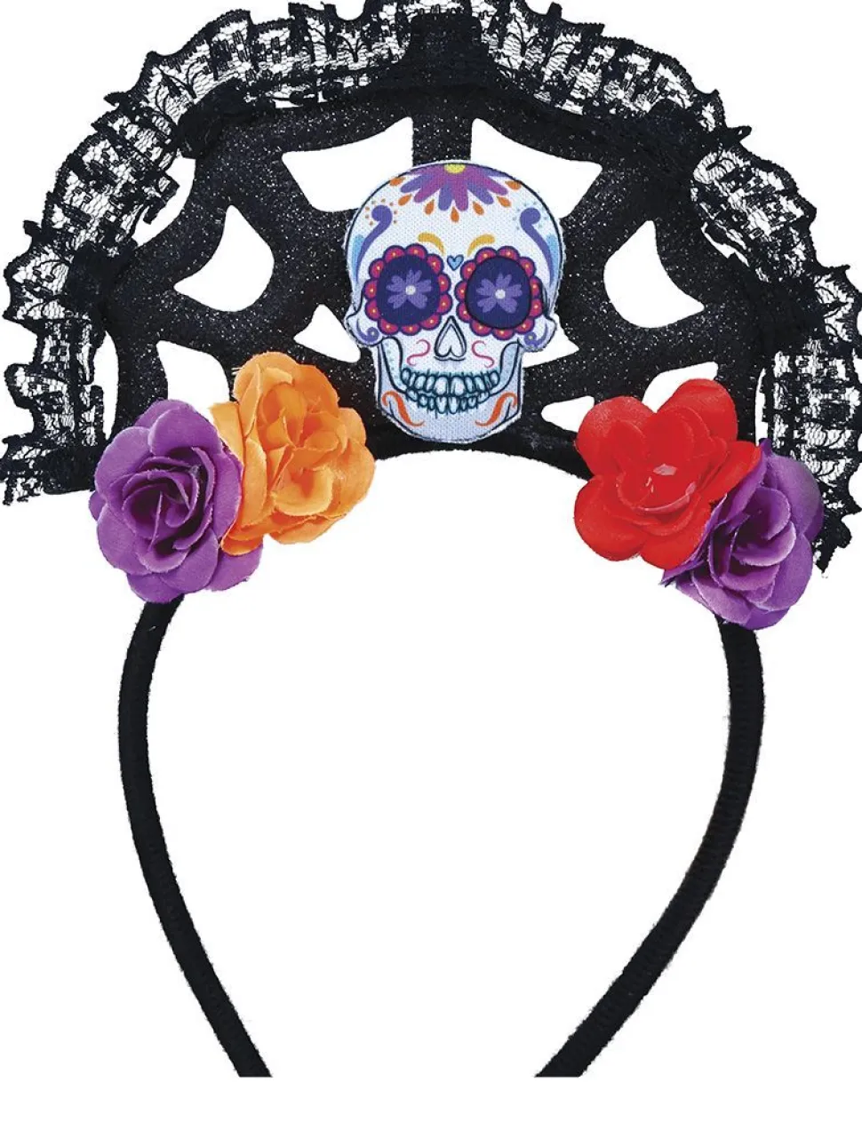 Dia De Los Muertos Haarband Bloemen En Doodshoofd