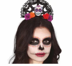 Dia De Los Muertos Haarband Bloemen En Doodshoofd