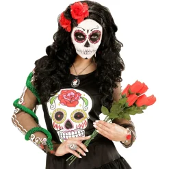 Dia De Los Muertos Haarband Rood Zwart Bloemen