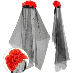 Dia De Los Muertos Haarband Sluier Met Rozen