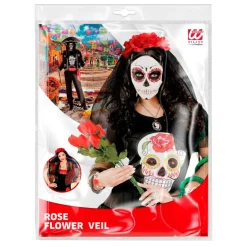Dia De Los Muertos Haarband Sluier Met Rozen