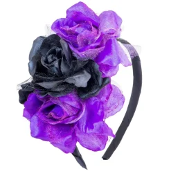 Dia De Los Muertos Haarband Zwart Paars Bloemen
