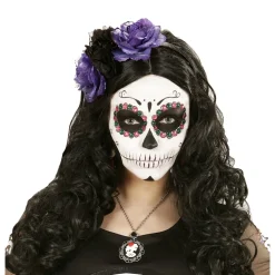 Dia De Los Muertos Haarband Zwart Paars Bloemen