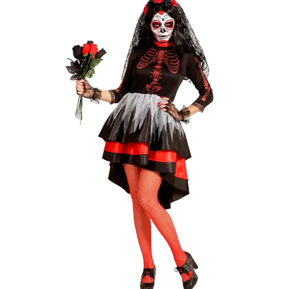 Dia De Los Muertos Jurk Rood Zwart Dames