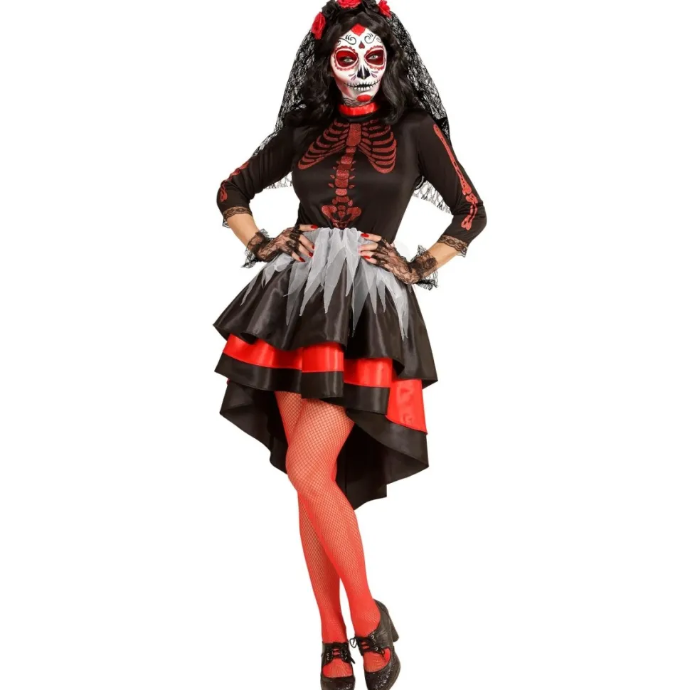 Dia De Los Muertos Jurk Rood Zwart Dames