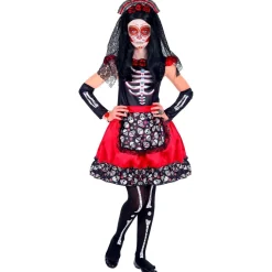 Dia De Los Muertos Jurk Zwart Rood Meisje