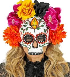 Dia De Los Muertos Masker Gekleurd Bloemen
