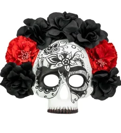 Dia De Los Muertos Masker Zwart Wit Schedel