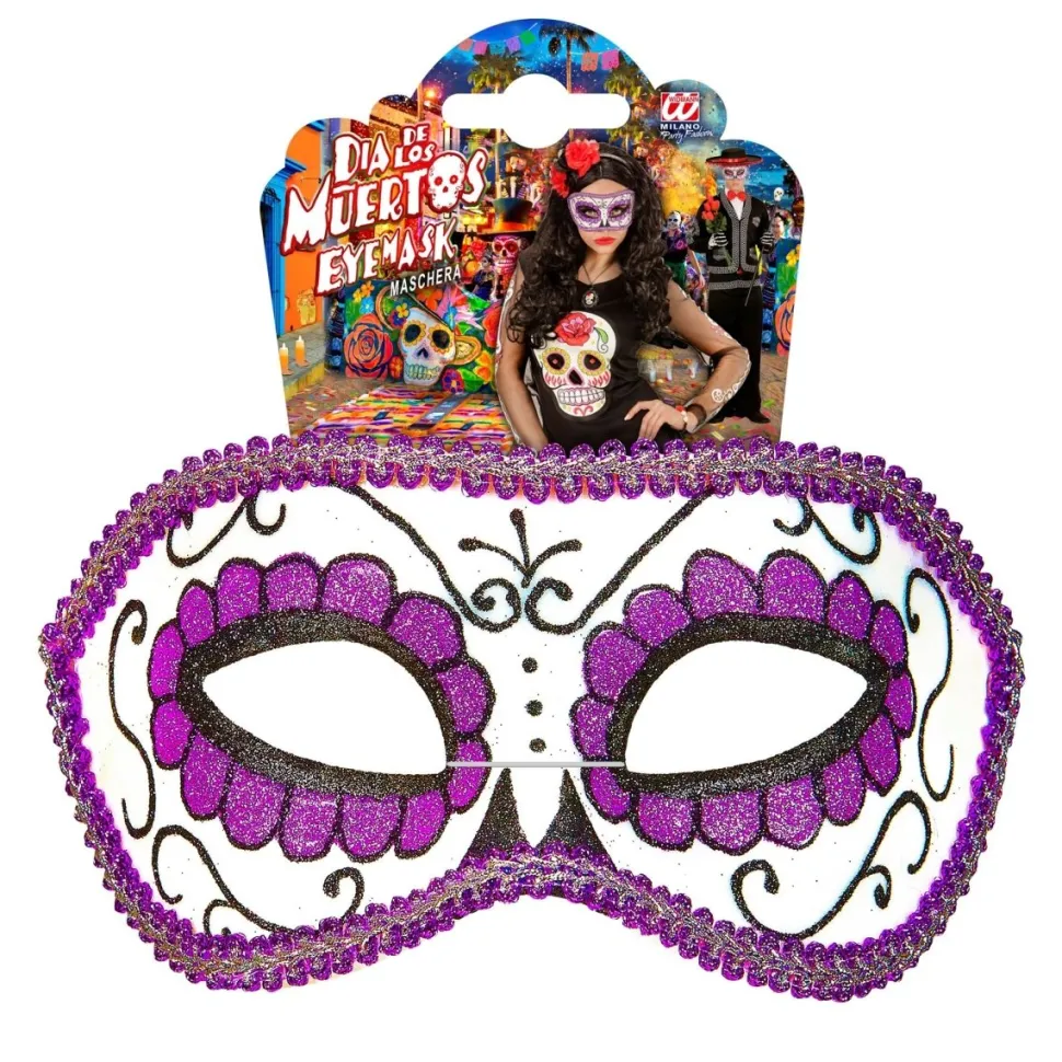 Dia De Los Muertos Oogmasker Paars