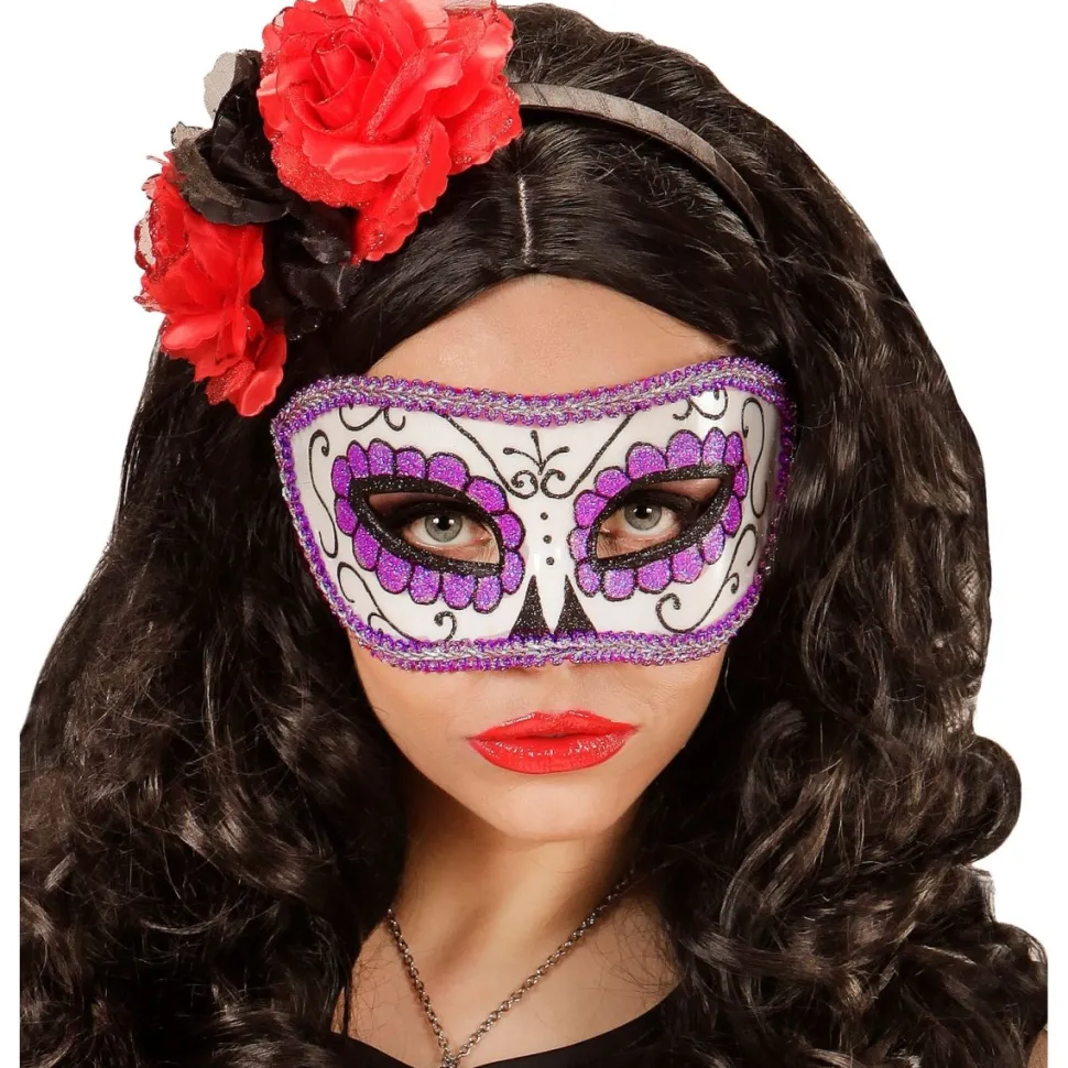 Dia De Los Muertos Oogmasker Paars