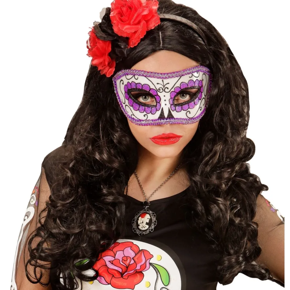 Dia De Los Muertos Oogmasker Paars