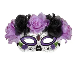 Dia De Los Muertos Oogmasker Paars Rozen