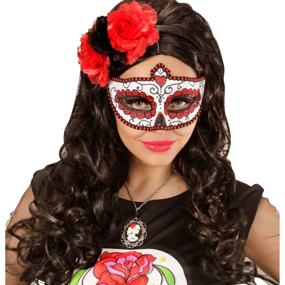 Dia De Los Muertos Oogmasker Rood