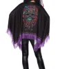 Dia De Los Muertos Poncho Zwart Paars