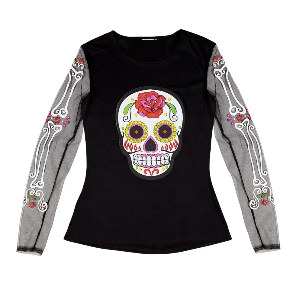 Dia De Los Muertos Shirt Zwart Wit Dames