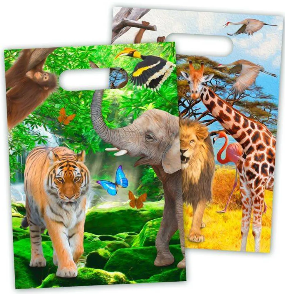 Dieren Uitdeelzakjes Safari 23cm 8st
