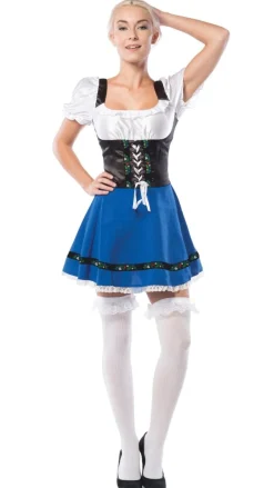 Dirndl Jurk Oktoberfest Blauw Witte Strik