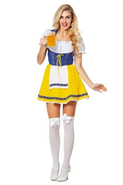 Dirndl Jurk Oktoberfest Geel Blauw