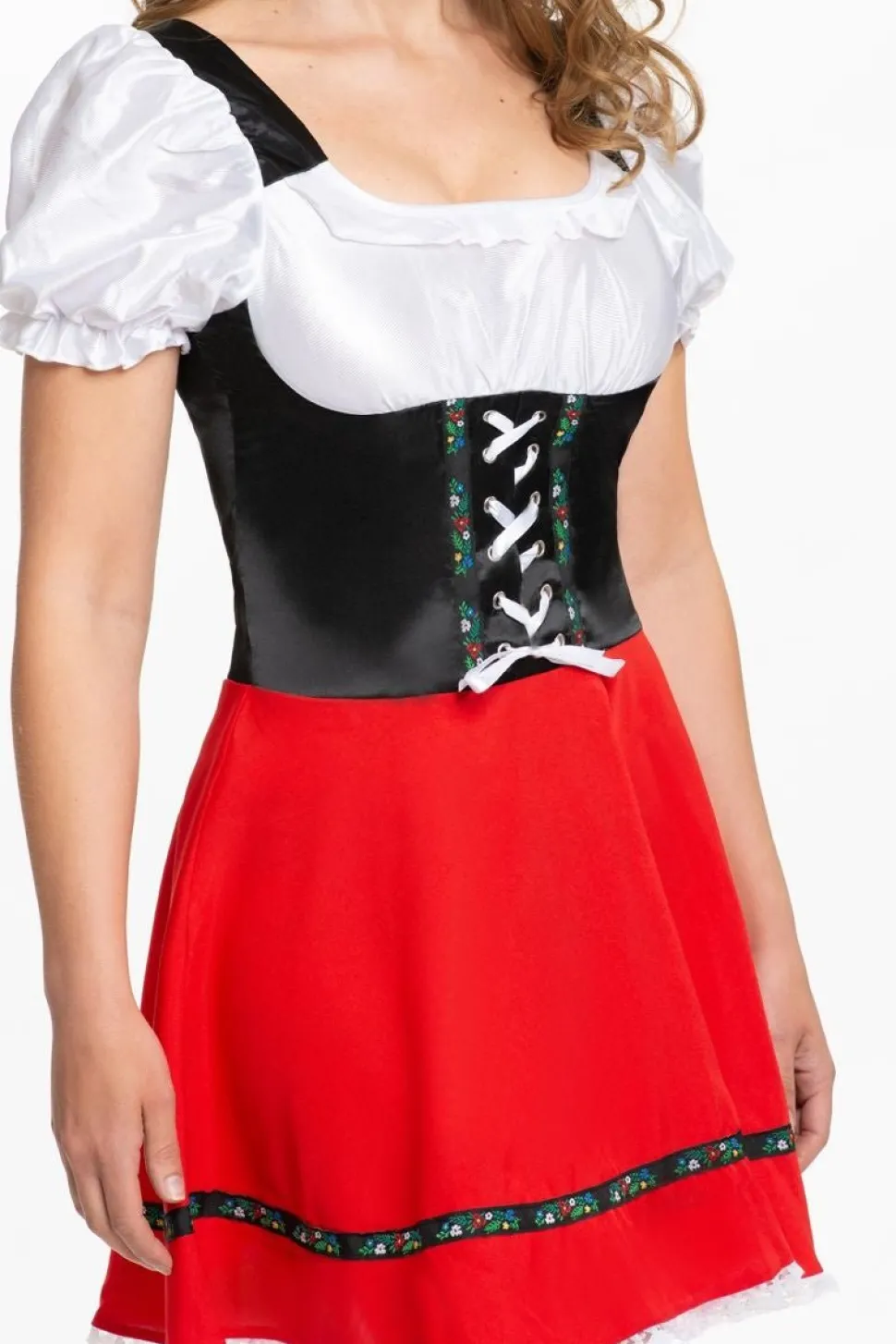 Dirndl Jurk Oktoberfest Rood Witte Strik