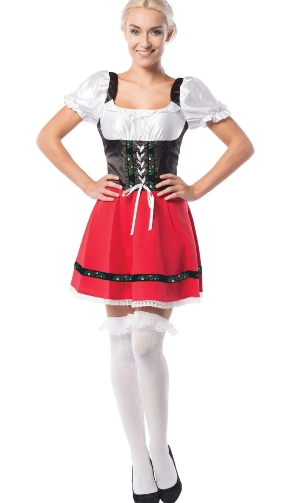 Dirndl Jurk Oktoberfest Rood Witte Strik