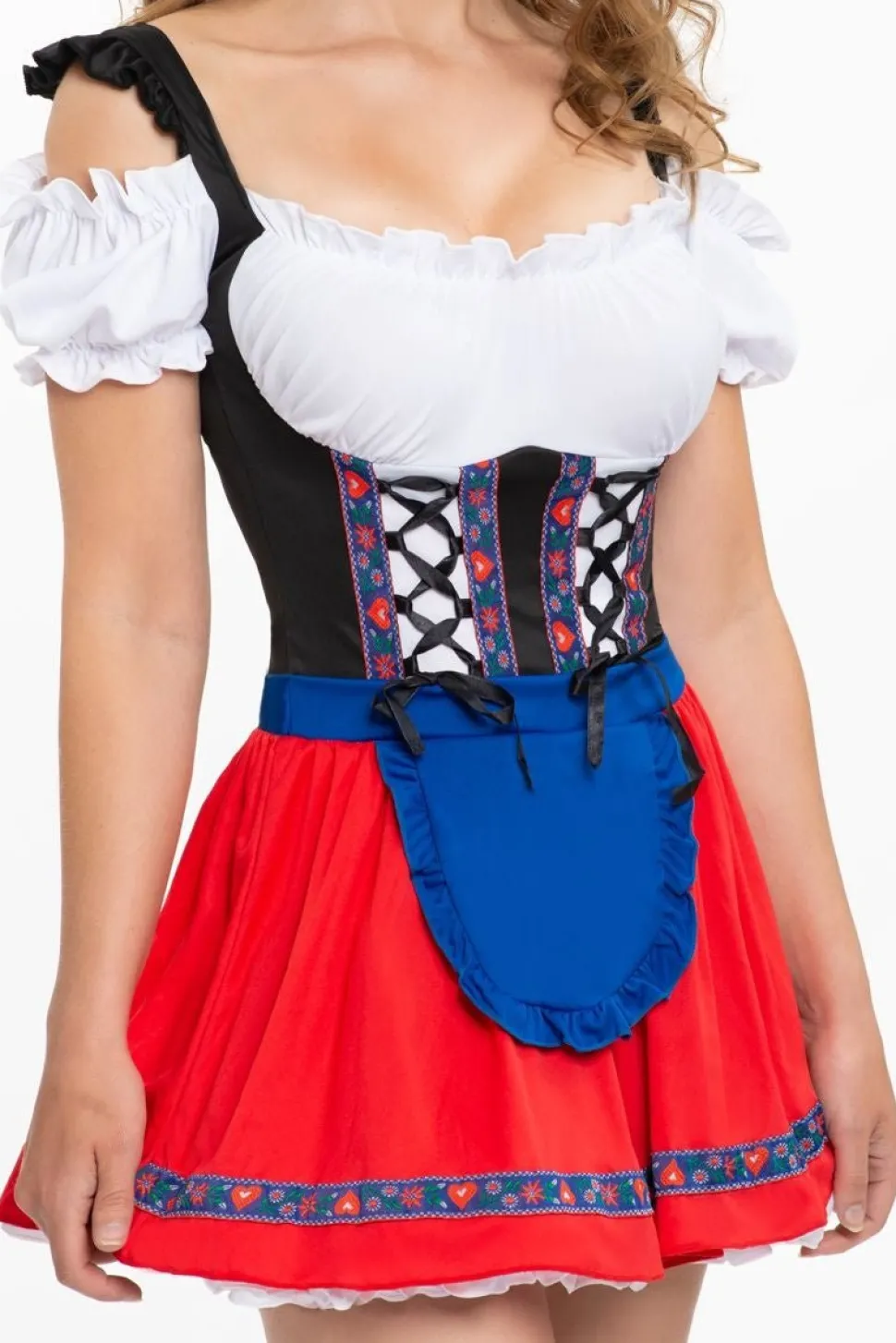 Dirndl Jurk Oktoberfest Rood Blauw Schort