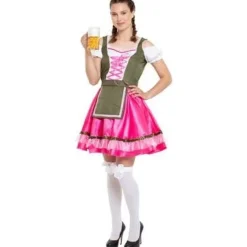 Dirndl Jurk Oktoberfest Roze Groen