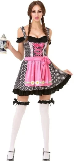Dirndl Jurk Oktoberfest Zwart Witte Stippen