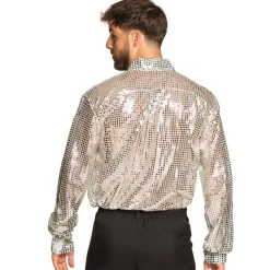 Disco Blouse Zilver Heren Glitter