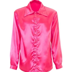 Disco 70S Blouse Roze Heren Satijn