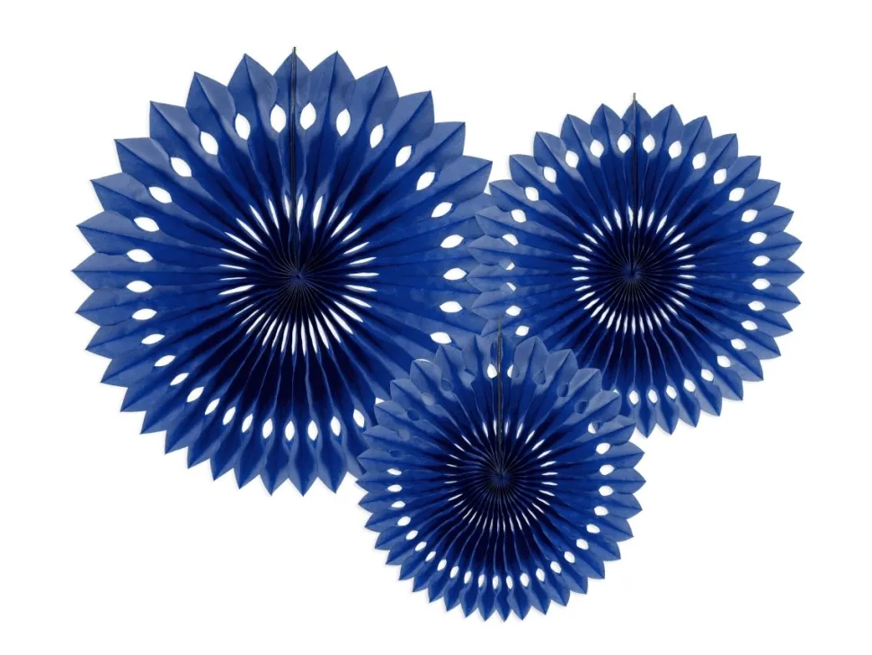 Donkerblauwe Papieren Waaiers 20cm 3st