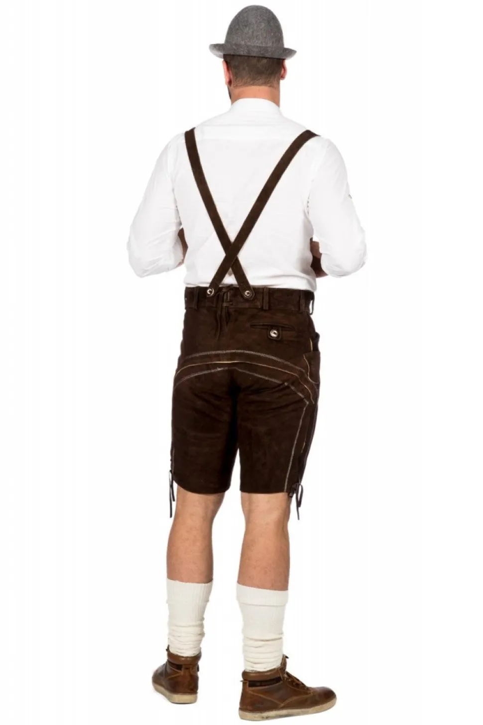 Donkerbruine Lederhose Heren Kort