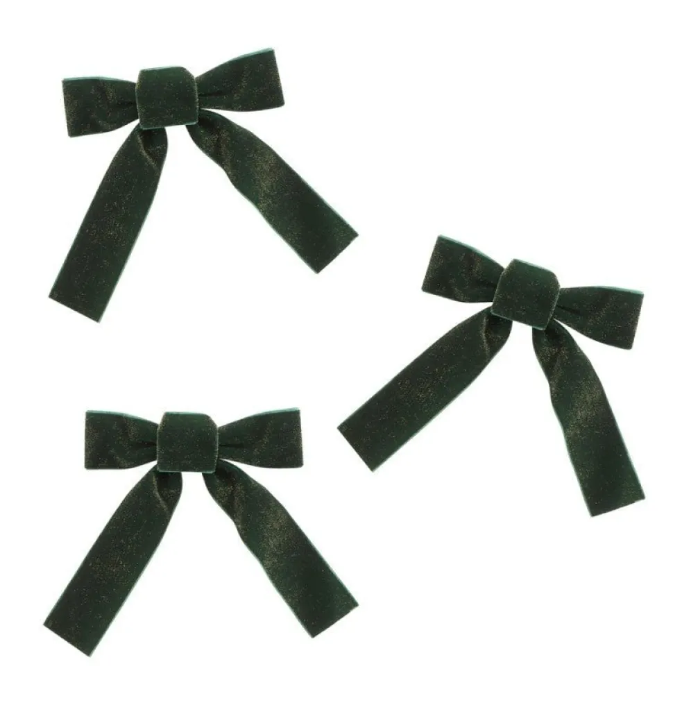 Donkergroene Strik Fluweel 16cm 3st