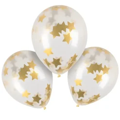 Doorzichtige Confetti Ballonnen Gouden Sterren 5st