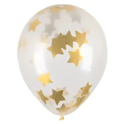 Doorzichtige Confetti Ballonnen Gouden Sterren 5st