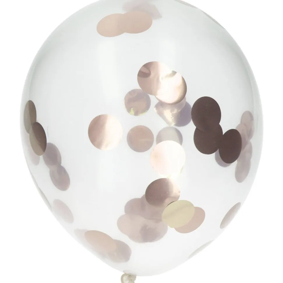 Doorzichtige Confetti Ballonnen Rose Goud 30cm 4st