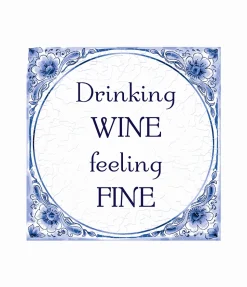 Drinking Wine Delftsblauw Tegel