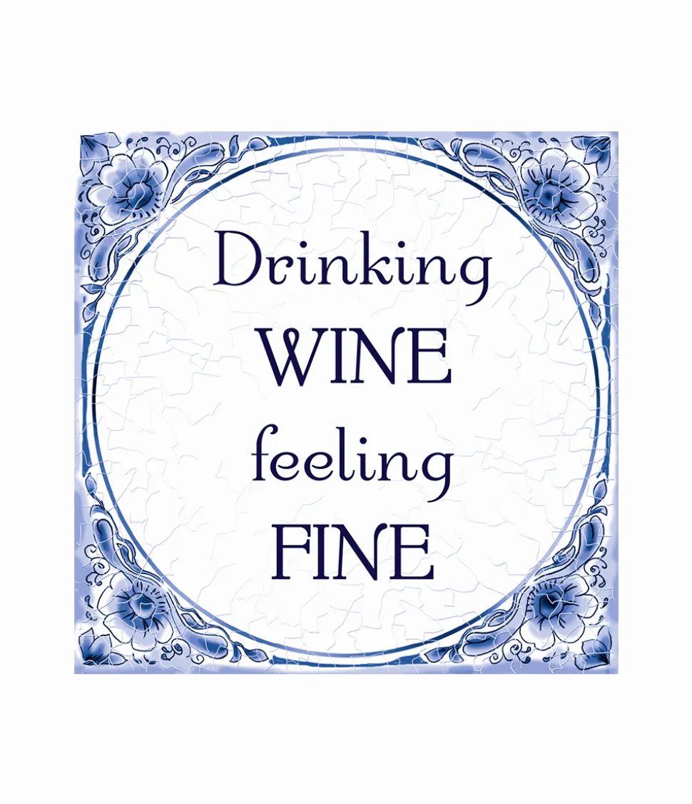 Drinking Wine Delftsblauw Tegel